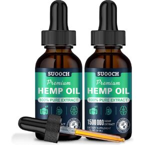 Hemp Oil Drops for Sleep, Premium Organic Maximum Strength, High Potency 100% Natural, Pain Relief 2 Pack