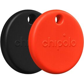 علامة تعقب البوب ​​chipolo - تعقب بلوتوث ملون ، متوافق ، بصوت عالٍ مع اتصل على هاتفك والخروج من تنبيه النطاق ، يعمل مع Apple Find My أو Google's Find My Device - 2 Pack (Red ، Black)