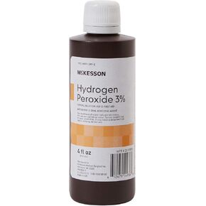 McKesson Hydrogen Peroxide 3%, 4 oz [Pack of 1] Topical Solution USP, First Aid Antiseptic, Oral Debriding Agent
