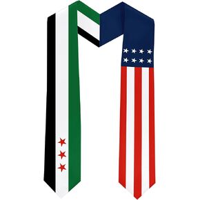 Syria Coalition Flag International Students Graduation Sash Stole Scarves 180 X 13 CM/70 X 5 INCHES Double Sided Graduation Decoration Item