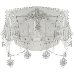 MakeMeChic Women's PU Leather Lace Up Wide Belt Elastic Waist Corset Gothic Punk Cinch Belts