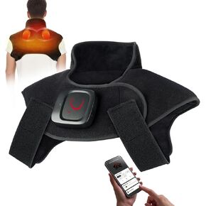 Comfytemp Cordless Heating Pad Vibration Massager for Neck & Shoulder Pain Relief Gifts for Fathers Day, FSA HSA Eligible, 2.35lb Weighted Heat Wrap, 3-8H Battery Life, APP Control Neck Warmer