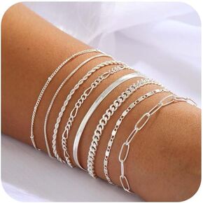 Dainty 14K Gold Bracelets for Women - Waterproof Stackable Gold Bracelet Set - Perfect for Stylish Women