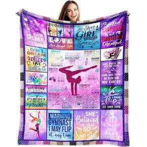 Gymnastics Blanket Gifts for Girls Ultra Soft Flannel Gymnastics Throw Blanket Merch Gymnasts Gifts for Gymnastics Team Gymnastics Lovers Stuff 50""x40""