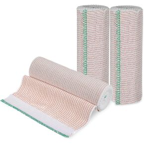 2 Pack Premium Elastic Bandage Wrap, 4 Inch Reusable Compression Wraps for Legs Ankles Knees Tummy and Body - Hook & Loop Fasteners at Both Ends - Latex Free - Washable & Reusable