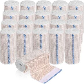 20 Pack 4 Inch Elastic Bandage Wrap with Self Closure on Both Ends Compression Bandage for Legs, Knees, Ankles, Wrists, Elbows, Shoulders, Athletic Stretchable Bandage Wrap