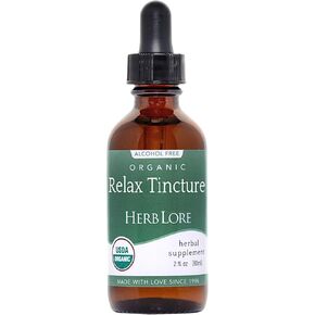 Herb Lore Relax Tincture - Organic Liquid Extract Drops with Lemon Balm, Chamomile, and Skullcap for Kids & Adults (2 fl oz)