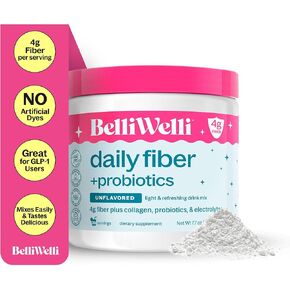 Unflavored Daily Fiber Supplement Powder with Collagen, Probiotics & Electrolytes | Supports Digestive Health, Gut Balance & Debloating, Sugar Free | 30 Servings