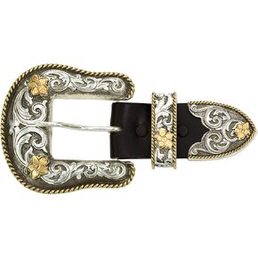 Montana Silversmiths Men Atiqued اثنين من الأسلحة ذات الحزام المكون من 3 قطع مجموعة من الحزام متعدد الحلق