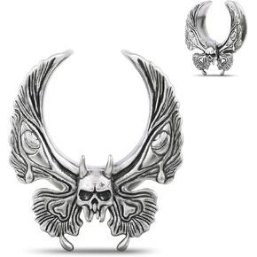 Erkuoo 2pcs Cool Octopus Bat Bat Gauges Double Flared Tunnels Saddle Ear Plugs Brass Expander Body Jewelry Men Women 8mm-25mmmmm