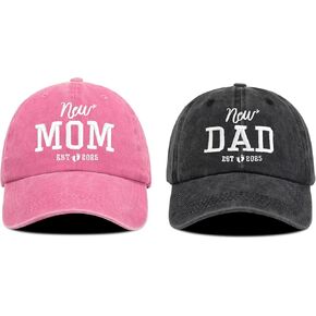 Mom and Dad Hats Est 2025 New Parents Gifts for Couples Embroidered Baseball Mama Hat