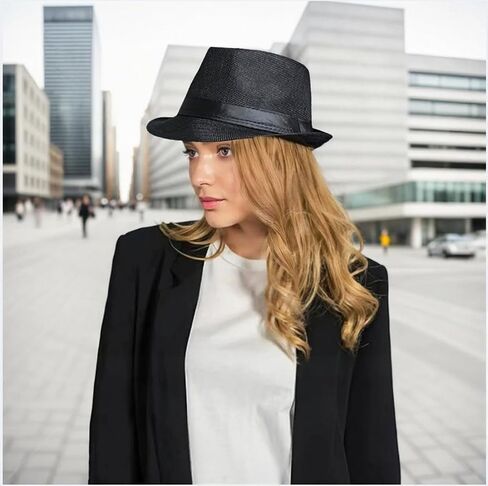 Giroir 2Pack Fedora Hats for Men Women Short Brim Unisex Short Brim Summer Beach Style 1920s Party Accessories in Saudi Arabia