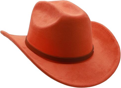 Western Cowboy Hat for Men Cowgirl Hat for Women Unisex Wide Brim Felt Fedora Hats Classic Flat Top Hats with Buckle Belt in Kuwait