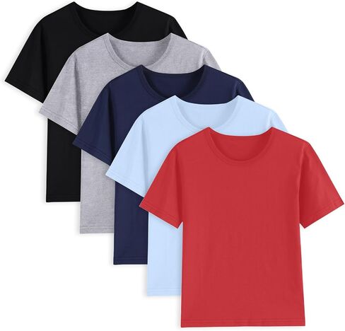 5 Pack Cotton Boys Kids Tshirts Short Sleeve Summer Tops Clothes Tee Shirts for Toddlers(Age 2-12) in Saudi Arabia