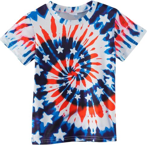 بويز فتيات 4 يوليو تي شيرت العلم الأمريكي Tees Kids Toddler Short Sleeve Tee Stirts من 4 إلى 10 سنوات in Saudi Arabia