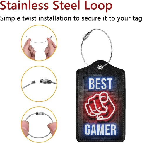 2 Pack Luggage Tags for Suitcase, Privacy Cover ID Label with Stainless Steel and Address Card for Travel Bag Backpack Cruise Ship Essentials Tag Women Men - Retro Cassette Tape in Kuwait