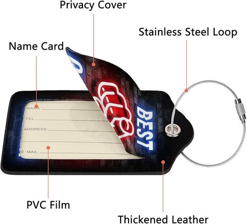 2 Pack Luggage Tags for Suitcase, Privacy Cover ID Label with Stainless Steel and Address Card for Travel Bag Backpack Cruise Ship Essentials Tag Women Men - Retro Cassette Tape in Kuwait