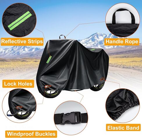 Motorcycle Cover 210D Waterproof Outdoor Protection Scooter Cover Fits Motorcycles Length up to 96" in Saudi Arabia
