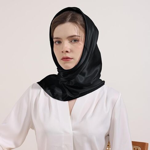 35" Large Square Satin Head Scarf, Neck Scarf Hair Wrapping Satin Bandana for Halloween Retro Women Costume Accessory in Kuwait