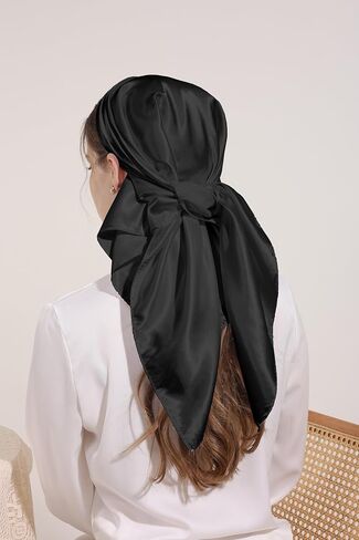 35" Large Square Satin Head Scarf, Neck Scarf Hair Wrapping Satin Bandana for Halloween Retro Women Costume Accessory in Kuwait