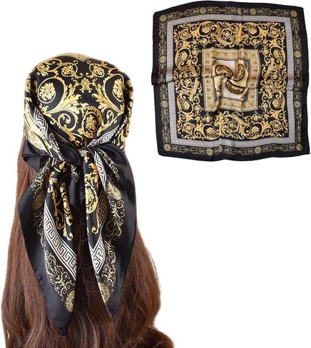 35x35 Inch Head Scarf for Women Like Silk Scarf Hair Scarf -Multipurpose Neck Wrap, Headband, Shawl, Belt & Bag Accessory in Kuwait