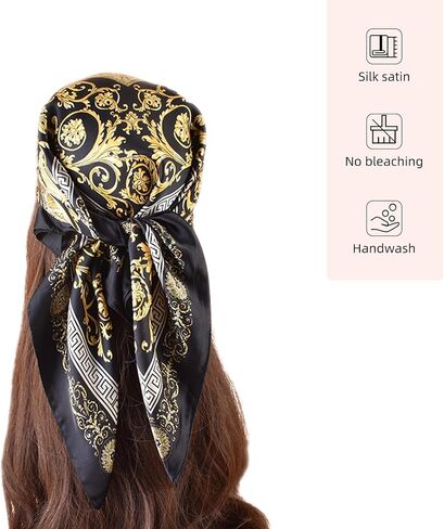 35x35 Inch Head Scarf for Women Like Silk Scarf Hair Scarf -Multipurpose Neck Wrap, Headband, Shawl, Belt & Bag Accessory in Kuwait