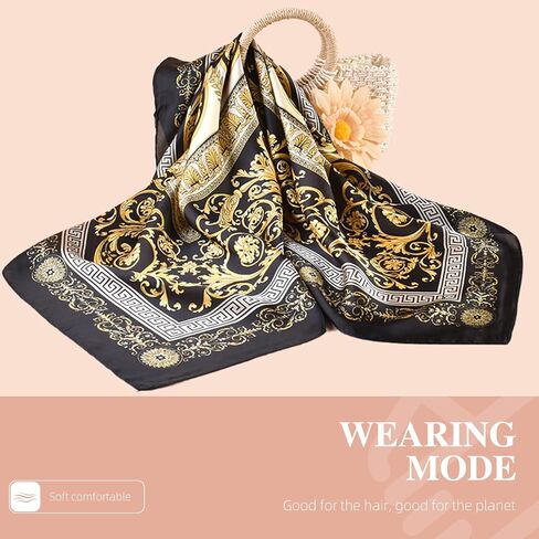 35x35 Inch Head Scarf for Women Like Silk Scarf Hair Scarf -Multipurpose Neck Wrap, Headband, Shawl, Belt & Bag Accessory in Kuwait