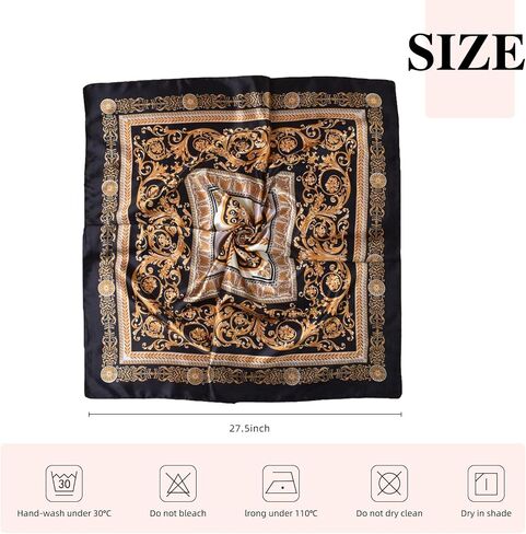 35x35 Inch Head Scarf for Women Like Silk Scarf Hair Scarf -Multipurpose Neck Wrap, Headband, Shawl, Belt & Bag Accessory in Kuwait