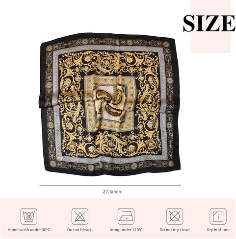35x35 Inch Head Scarf for Women Like Silk Scarf Hair Scarf -Multipurpose Neck Wrap, Headband, Shawl, Belt & Bag Accessory in Kuwait