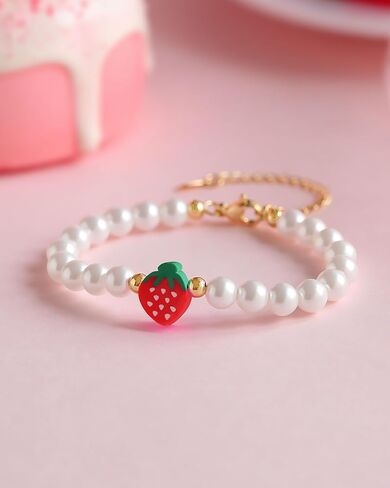 Berry First Birthday Decor Sweet One Birthday Gifts, Adjustable Strawberry Pearls Bracelet for Her in Saudi Arabia