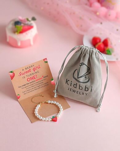 Berry First Birthday Decor Sweet One Birthday Gifts, Adjustable Strawberry Pearls Bracelet for Her in Saudi Arabia