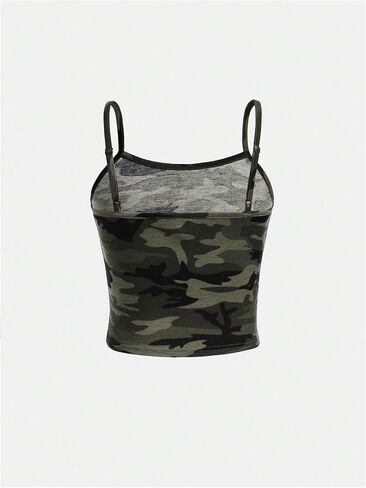 GORGLITTER Girl's Allover Camo Print Cami Top Sleeveless Adjustable Strap Slim Camisole in Saudi Arabia