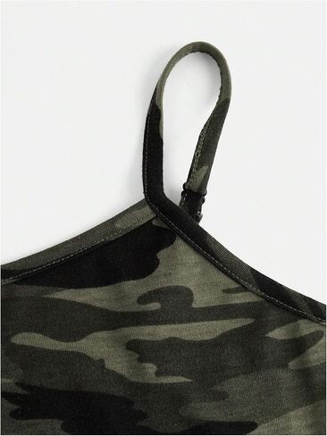 Gorglitter Girl's Allover Camo Print Cami Top Ocliveless Strap Strap Slim Camisole in Kuwait