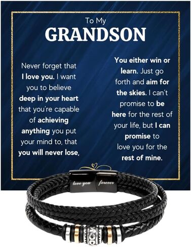 FG Family Gift Mall Grandson Birthday Ideas, Men Jewelry, Sentimental Gifts for Grandkid, Ideas for Grandson Grandkid Gifts from Granparent with Message Card and Gift Box in Saudi Arabia