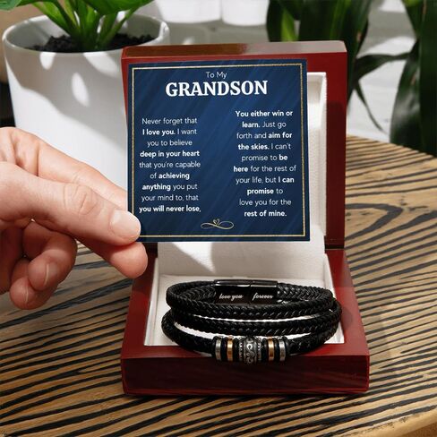 FG Family Gift Mall Grandson Birthday Ideas, Men Jewelry, Sentimental Gifts for Grandkid, Ideas for Grandson Grandkid Gifts from Granparent with Message Card and Gift Box in Saudi Arabia