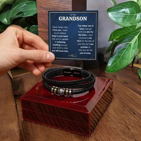 FG Family Gift Mall Grandson Birthday Ideas, Men Jewelry, Sentimental Gifts for Grandkid, Ideas for Grandson Grandkid Gifts from Granparent with Message Card and Gift Box in Saudi Arabia