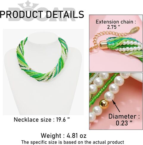 Bocar Multi Layer Chunky Bib Statement Mix Color Beads Pearl Cluster Collar Necklace for Women Gift (NK-10775) in Saudi Arabia