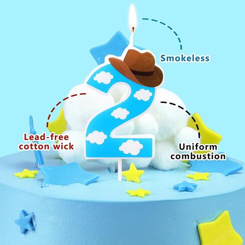 Cartoon Story Birthday Candle Blue Sky White Cloud Rocket Candle Toy Theme Birthday Party Supplies (Number 2) in Saudi Arabia