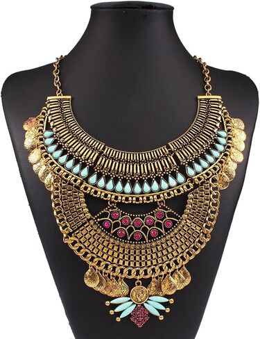 YAZILIND Ethnic Style Bib Statement Choker Collar Necklace for Women Jewelry in Saudi Arabia