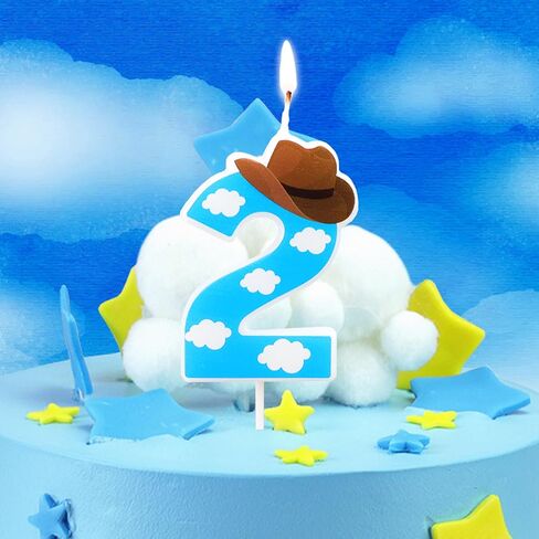 Cartoon Story Birthday Candle Blue Sky White Cloud Rocket Candle Toy Theme Birthday Party Supplies (Number 2) in Saudi Arabia