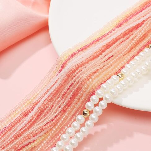 Bocar Multi Layer Chunky Bib Statement Mix Color Beads Pearl Cluster Collar Necklace for Women Gift (NK-10775) in Saudi Arabia