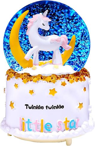 Rainbow Unicorn Snow Globe Automatic Snow Flakes with Coloful Light Music Christmas Birthday Presents Gifts for Kids Girls Baby Sister Daughter Granddaughter Women Mom Grandma in Saudi Arabia