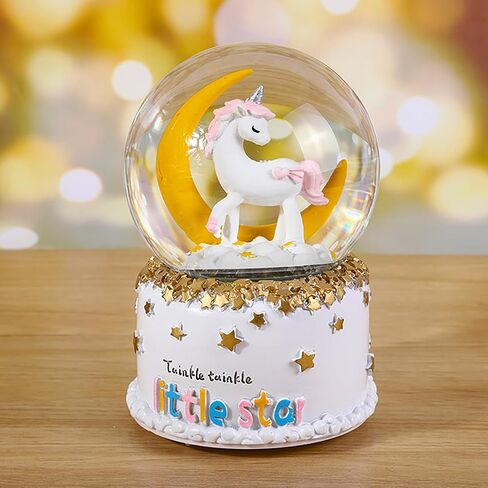 Rainbow Unicorn Snow Globe Automatic Snow Flakes with Coloful Light Music Christmas Birthday Presents Gifts for Kids Girls Baby Sister Daughter Granddaughter Women Mom Grandma in Saudi Arabia