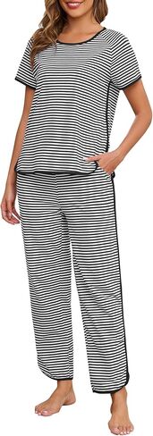 مجموعات Pajama النسائية Cotton 2 قطعة صالة مجموعة قصيرة الأكمام PJ in Kuwait