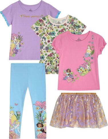 Disney Girls' Clothing Sets - 5 Piece Playwear Set Princesses and Minnie Mouse Toddler Clothes for Girls (Sizes: 3T-7) in Saudi Arabia