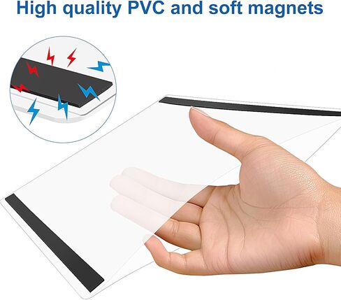 11x17 حامل العلامات المغناطيسية ، حامل علامة الجدار البلاستيكية الشفاف ، إطارات المستندات مع حدود المغناطيس للملصقات ، مثالية لعرض جدار متجر البيع بالتجزئة ، عرض مستودع المستودع ومستند الرفع - 8 حزمة in Kuwait