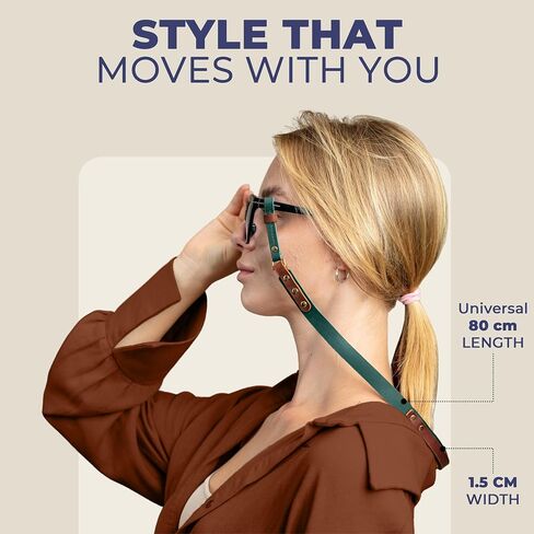 Leather Glasses Strap - 7O cm Duotone Leather Eyeglasses Strap - Sunglasses Strap Holder Around Neck - Universal Fit in Kuwait