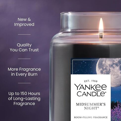 Yankee Candle Large Jar Scented Candle with up to 150 Hour Burn Time, Soy Wax Blend for Cleaner Consistent Burn, 22 oz Jar Candle with Room Filling Fragrance, Midsummer's Night in Saudi Arabia