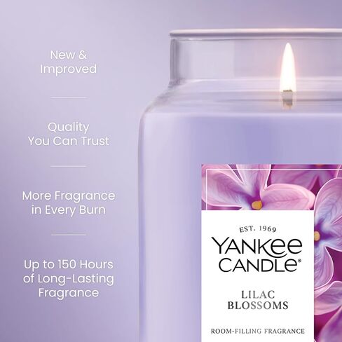 Yankee Candle Large Jar Scented Candle with up to 150 Hour Burn Time, Soy Wax Blend for Cleaner Consistent Burn, 22 oz Jar Candle with Room Filling Fragrance, Lilac Blossoms in Saudi Arabia