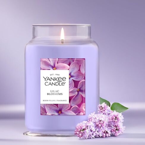 Yankee Candle Large Jar Scented Candle with up to 150 Hour Burn Time, Soy Wax Blend for Cleaner Consistent Burn, 22 oz Jar Candle with Room Filling Fragrance, Lilac Blossoms in Saudi Arabia